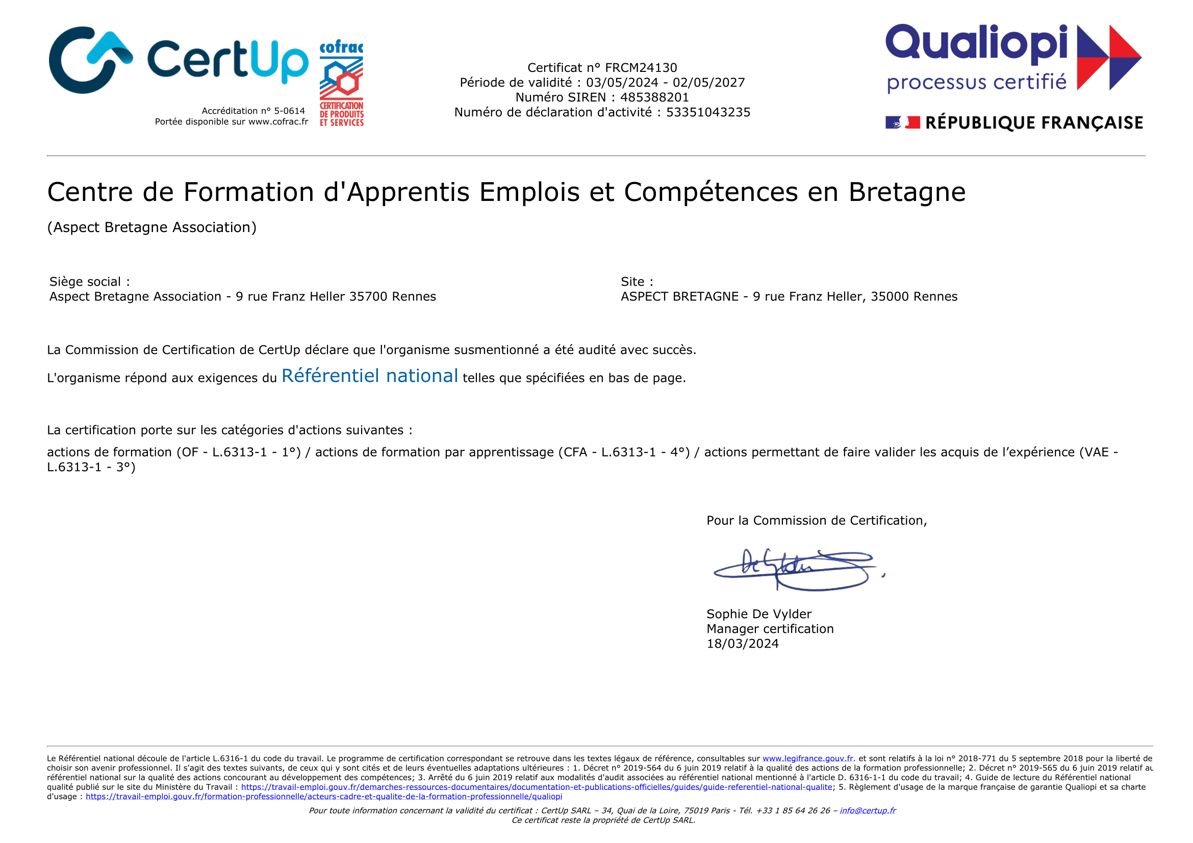 Copie de notre démarche qualité et de sa certification Qualiopi Copie de notre démarche qualité et de sa certification Qualiopi